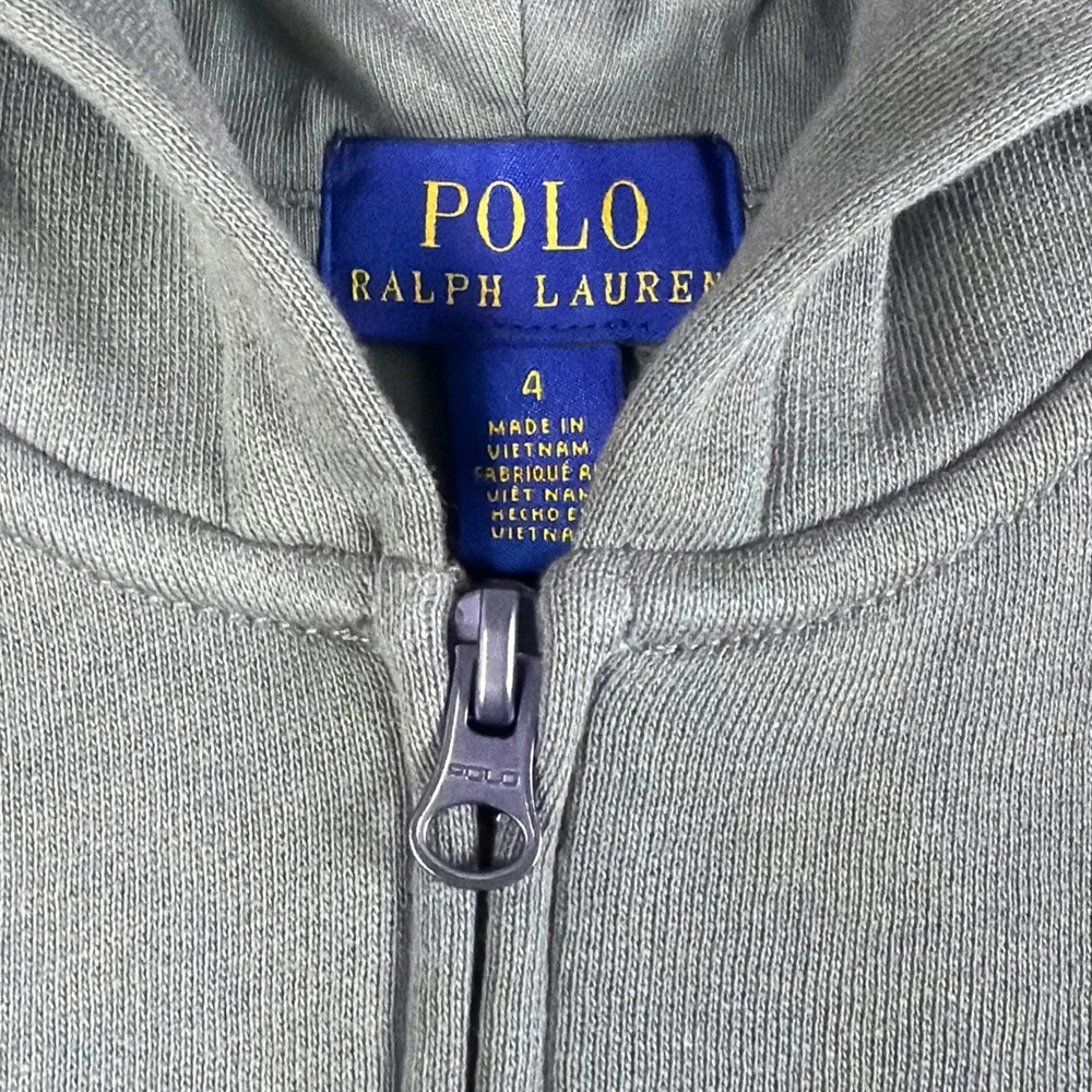 Polo Ralph Lauren Hoodie Boys 4 Green Full Zip Fleece Jacket Embroidered Logo
